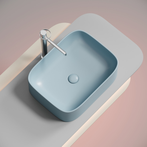 Раковина из сантехнического фарфора Ceramica Nova ELEMENT CN6052ML 50х40 накладная цвет синий без отверстий под смеситель - фото 3